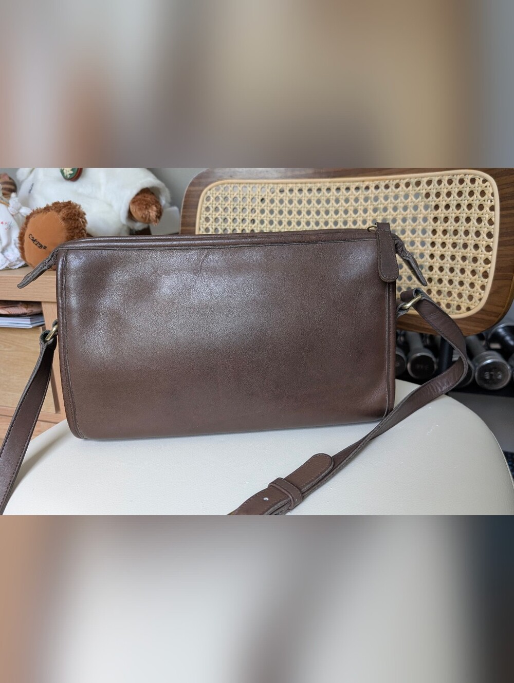 Vintage Coach Taylor Zip Leather Crossbody Bag H5C-9944, Brown, Made In USA - Picture 2 of 16